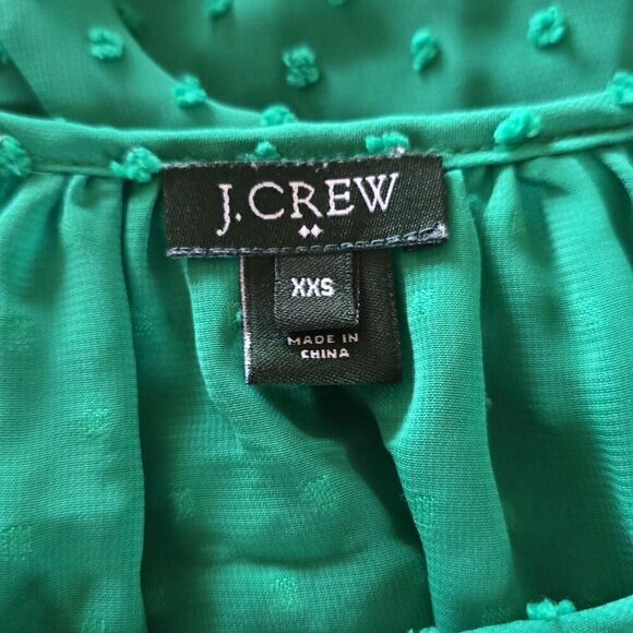 J. Crew Kelly green chiffon dot top, EUC, XXS - Picture 5 of 5